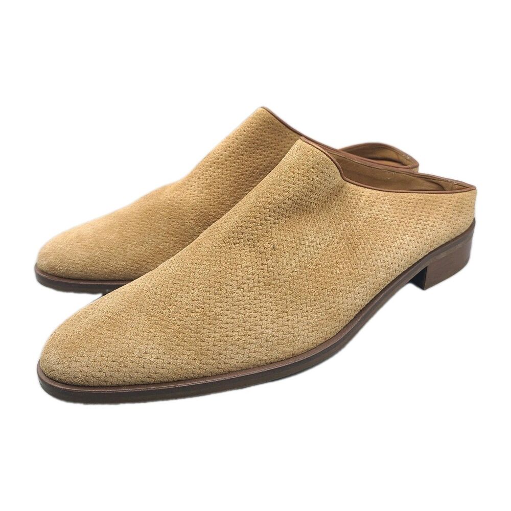 Aquatalia Fife Womens Sz 12 Tan Nubuck Suede Leather Slip On Mule Shoes Low Heel